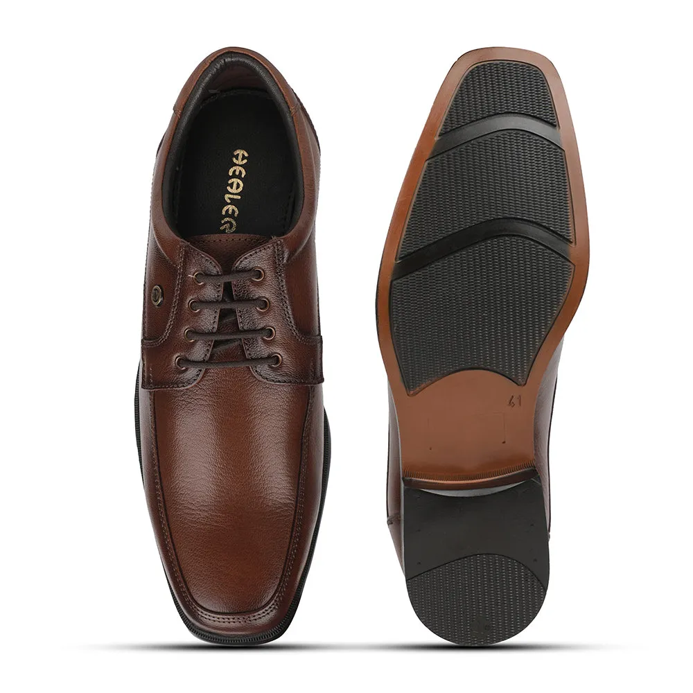 Healers Brown Formal Lacing Derby Shoes For Men UDL-9 By Liberty