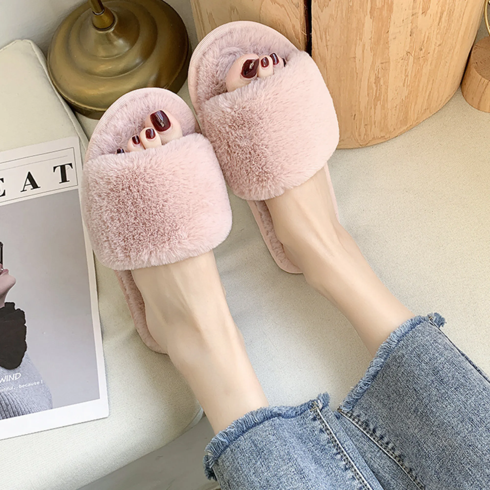 Ladies Fluffy Fluff Slippers