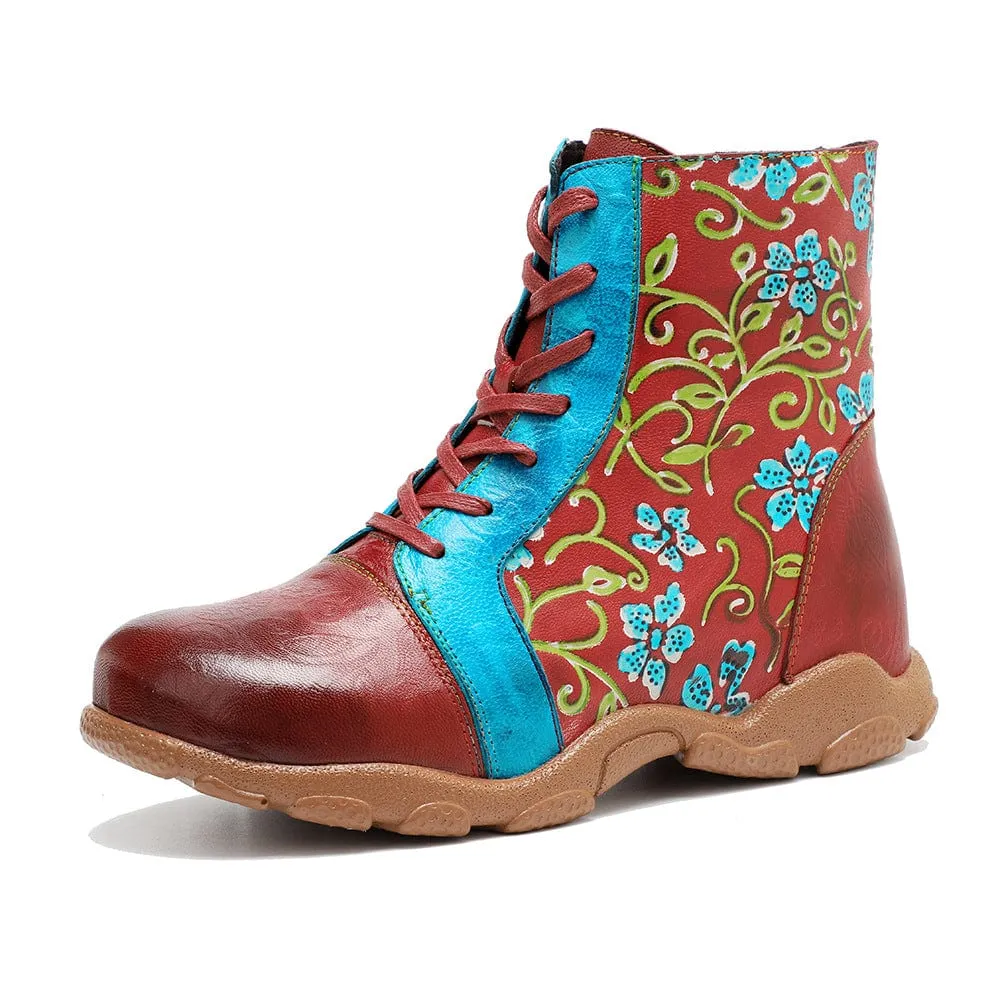 Leather Handmade Comfortable Casual Ankle Boots