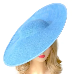 Light Blue Millinery Hat - Large Wedding Hat with a Wide Brim - Ladies Ascot Hats Racing - Church Hats for Women
