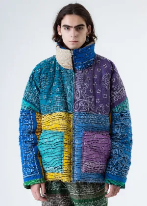 Mix Bandana Patch Work Down Jacket