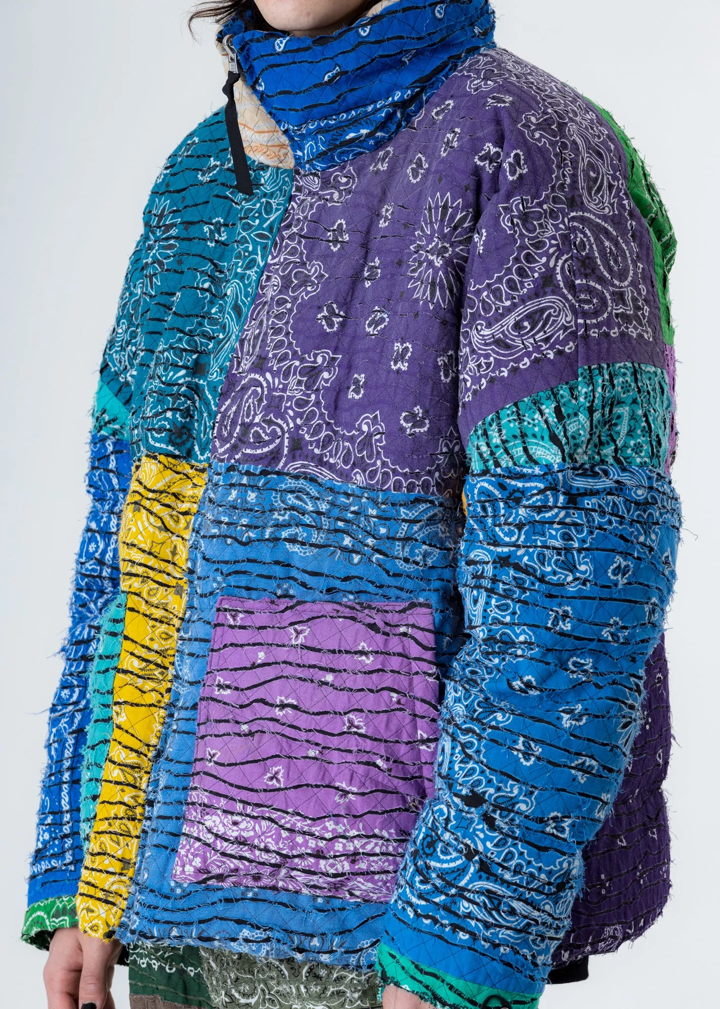 Mix Bandana Patch Work Down Jacket