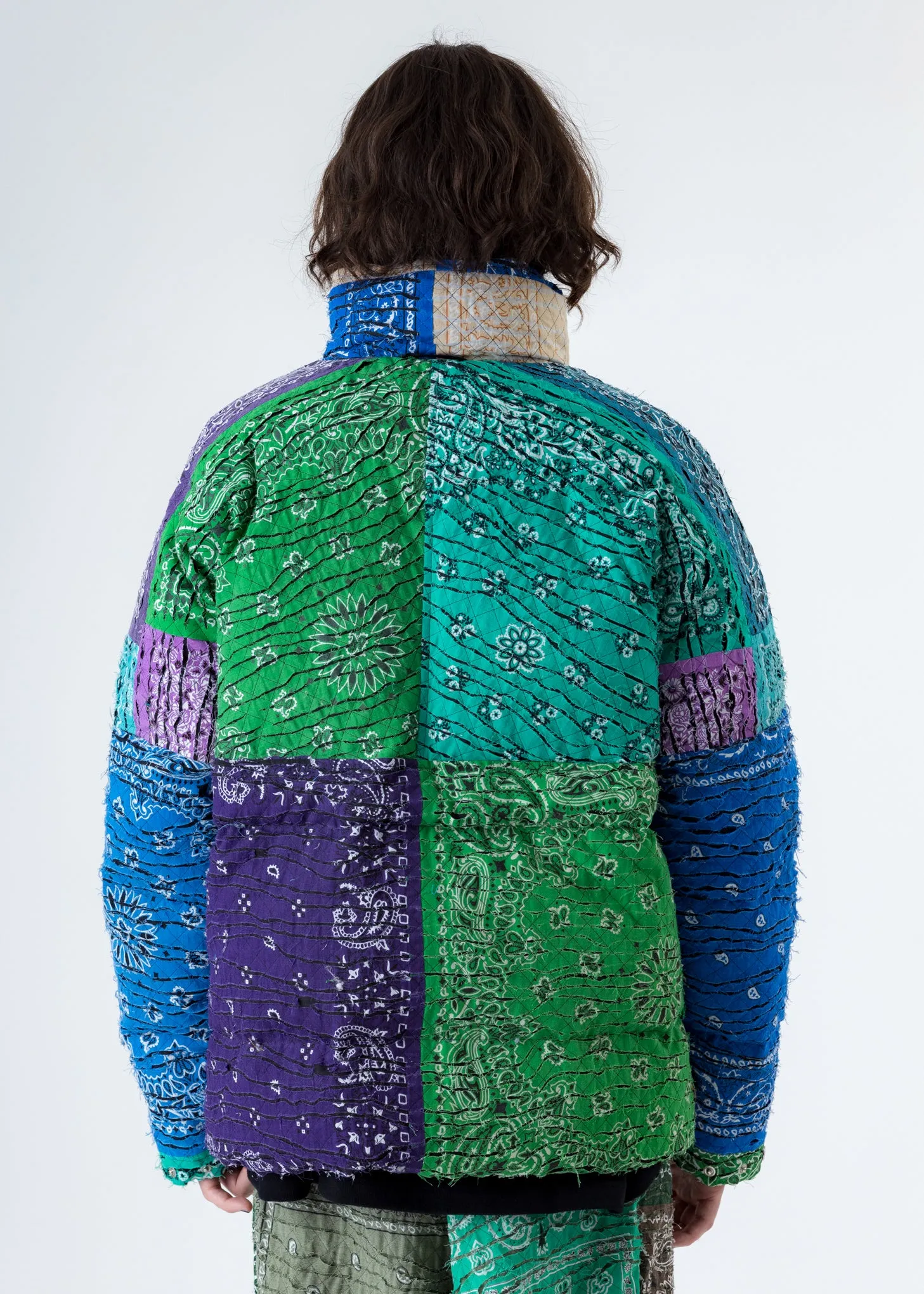 Mix Bandana Patch Work Down Jacket