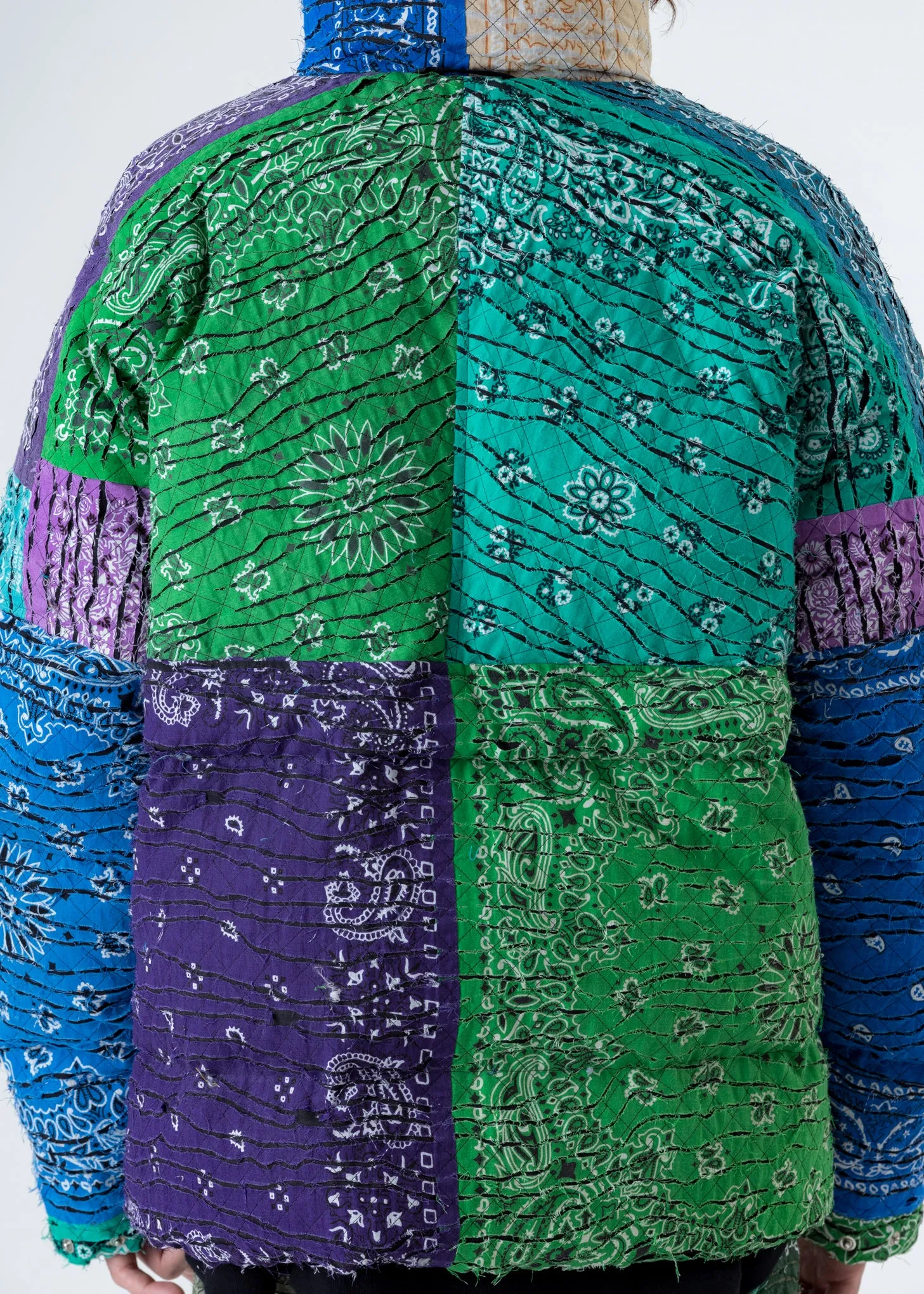Mix Bandana Patch Work Down Jacket