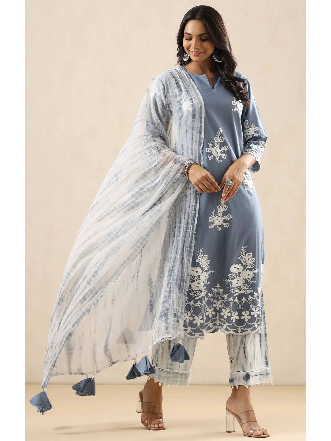 Mumtaz Cotton Embroidered 3-Piece Kurta Set