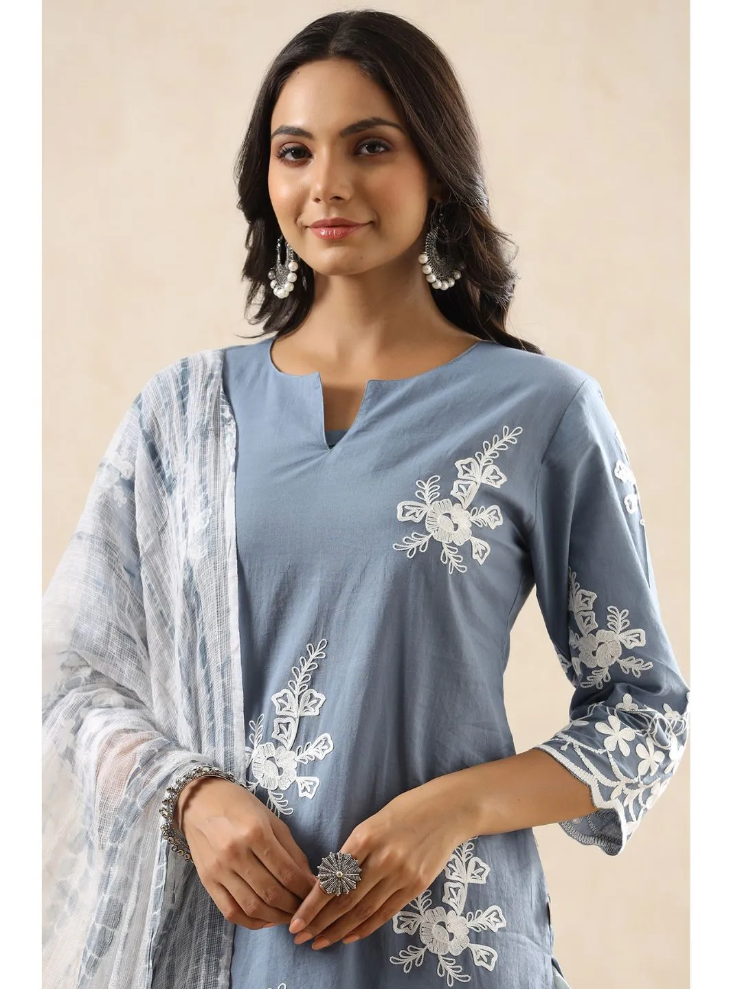 Mumtaz Cotton Embroidered 3-Piece Kurta Set