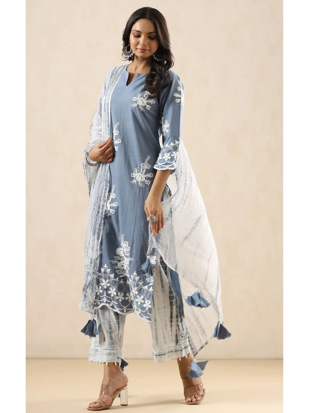 Mumtaz Cotton Embroidered 3-Piece Kurta Set