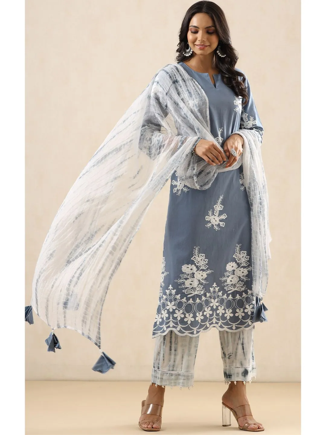 Mumtaz Cotton Embroidered 3-Piece Kurta Set