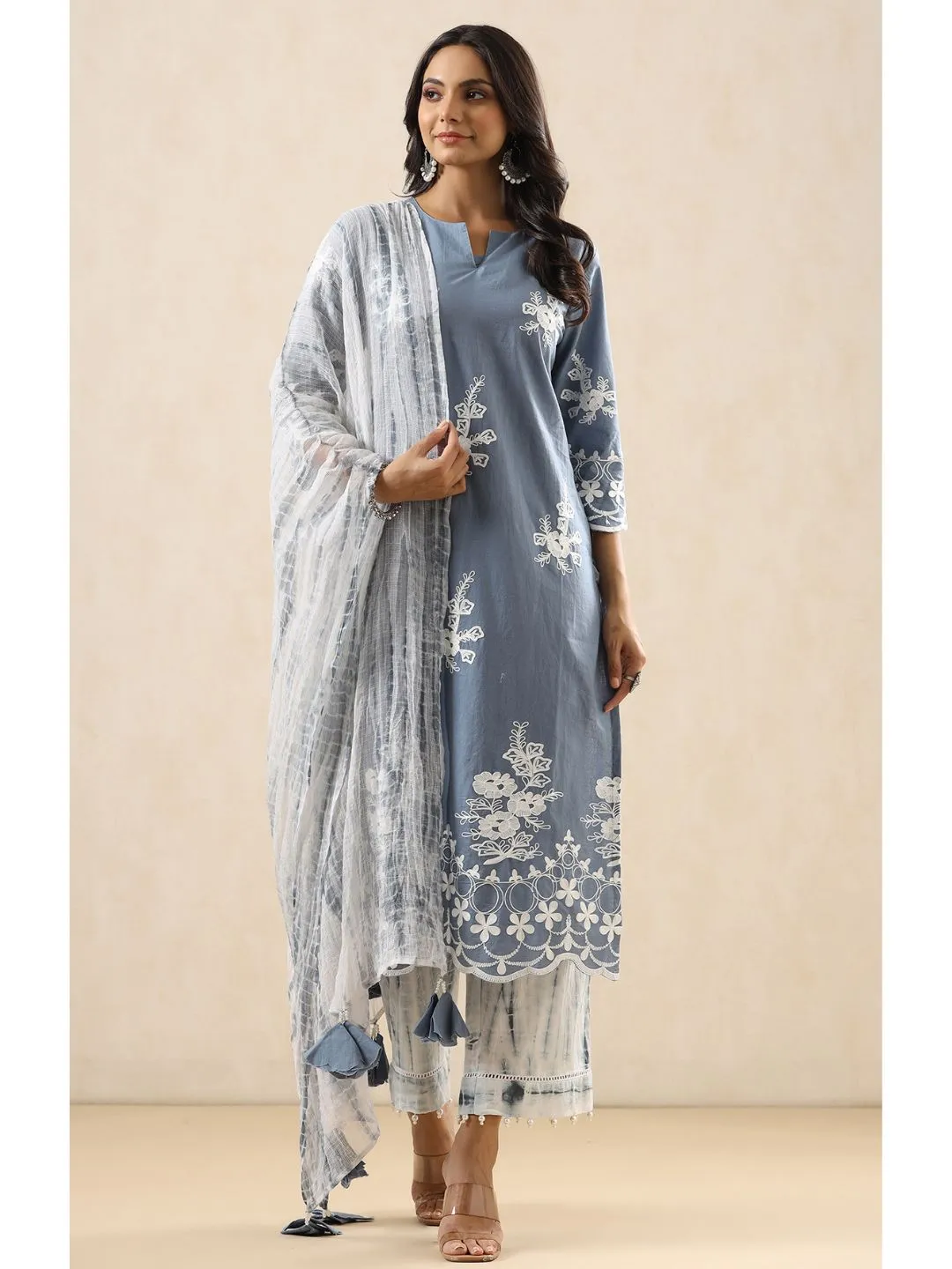 Mumtaz Cotton Embroidered 3-Piece Kurta Set