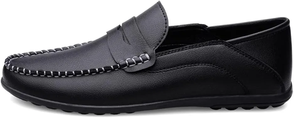 New Loafers for Men Penny Loafers Solid Colors Simple Flat Heel Vegan Leather Anti-Slip Flat Heel Slip Resistant Casual Slip-on
