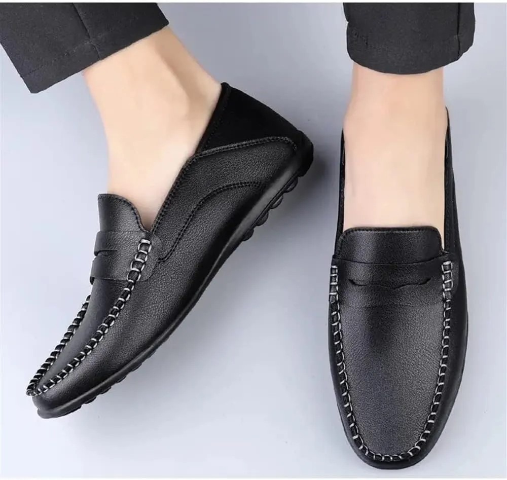 New Loafers for Men Penny Loafers Solid Colors Simple Flat Heel Vegan Leather Anti-Slip Flat Heel Slip Resistant Casual Slip-on