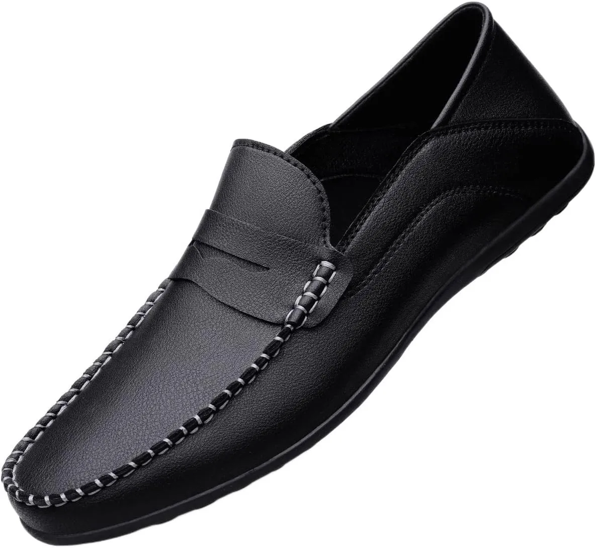 New Loafers for Men Penny Loafers Solid Colors Simple Flat Heel Vegan Leather Anti-Slip Flat Heel Slip Resistant Casual Slip-on