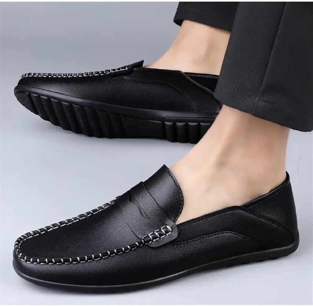 New Loafers for Men Penny Loafers Solid Colors Simple Flat Heel Vegan Leather Anti-Slip Flat Heel Slip Resistant Casual Slip-on