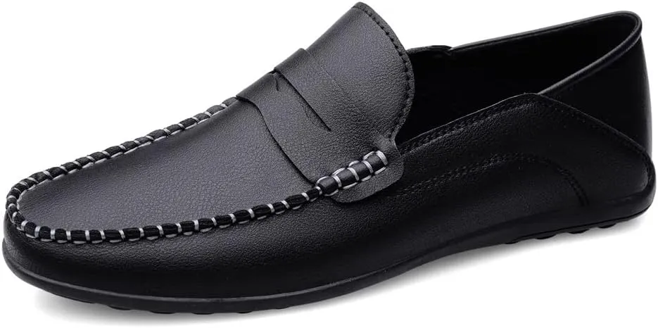 New Loafers for Men Penny Loafers Solid Colors Simple Flat Heel Vegan Leather Anti-Slip Flat Heel Slip Resistant Casual Slip-on