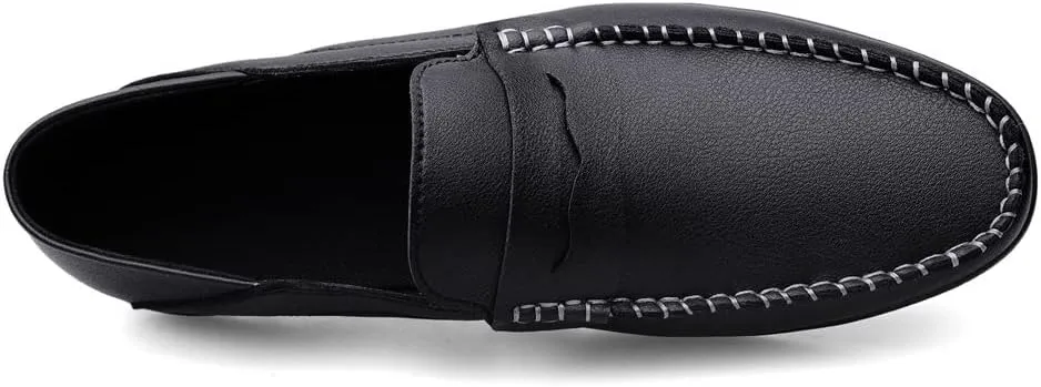 New Loafers for Men Penny Loafers Solid Colors Simple Flat Heel Vegan Leather Anti-Slip Flat Heel Slip Resistant Casual Slip-on