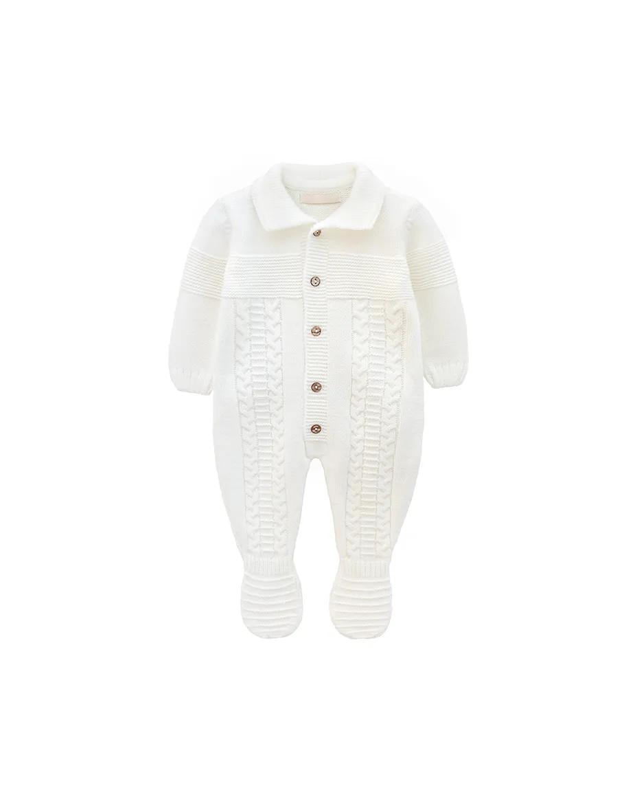 Newborn Baby Button-Down Knit Jumpsuit