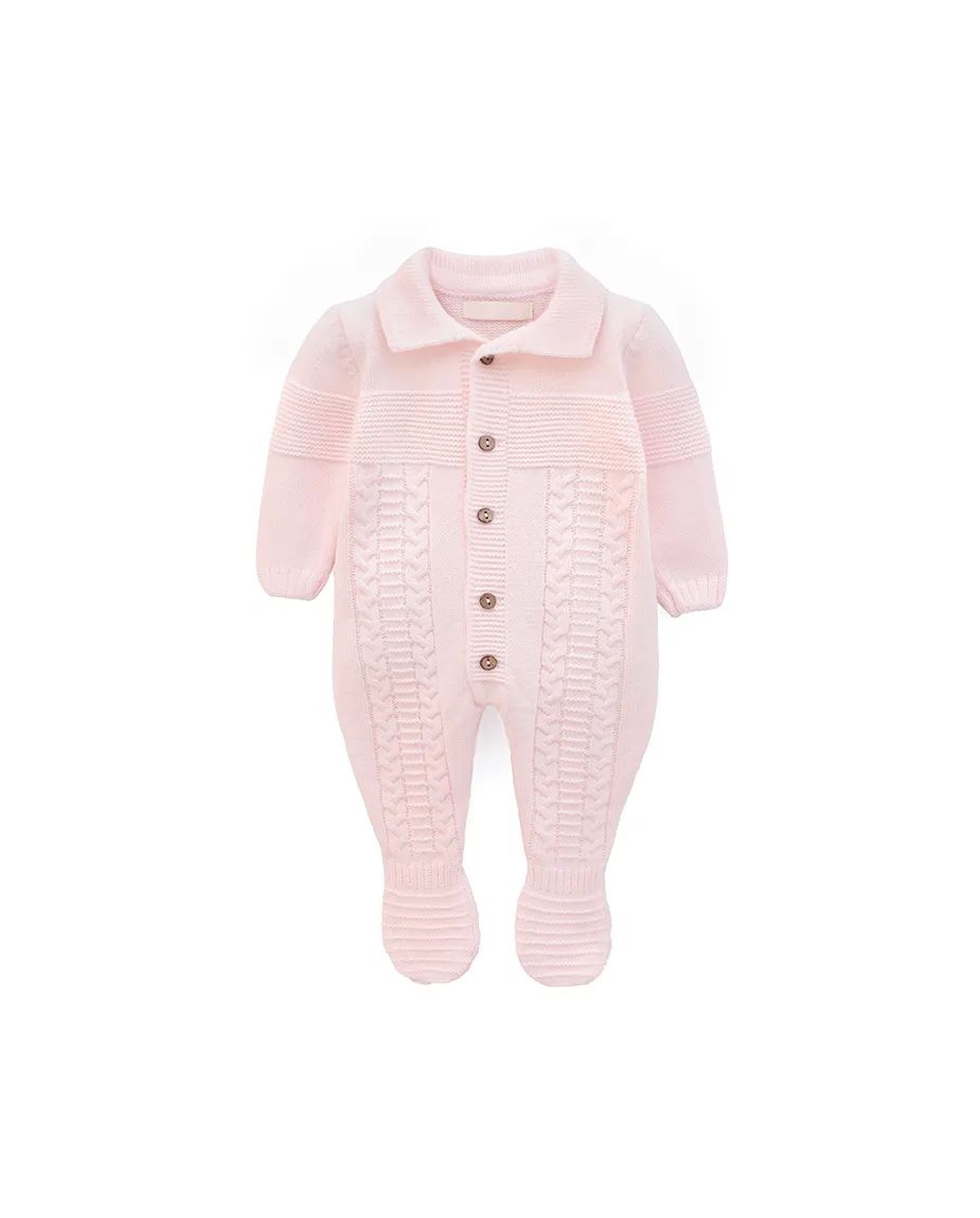 Newborn Baby Button-Down Knit Jumpsuit