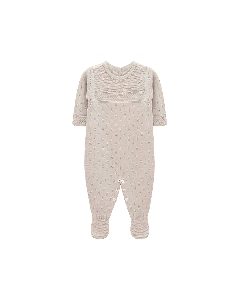 Newborn Baby Pointelle Textured Knit Jumpsuit