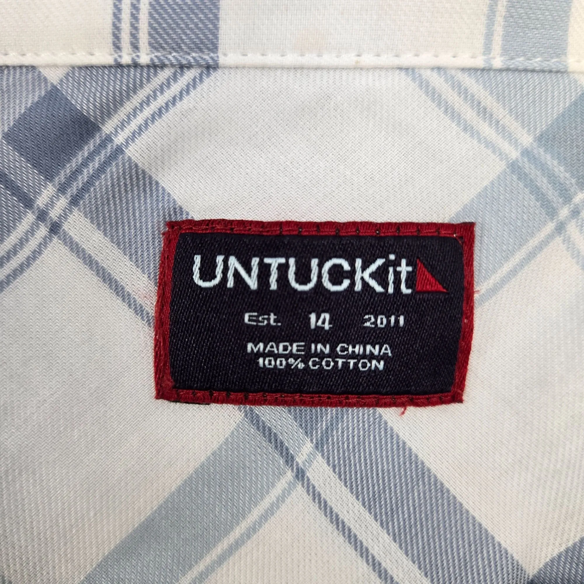 NWT UNTUCKit Mellini Plaid Long Sleeve Button Down Shirt Size 14