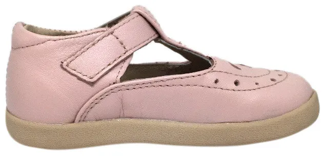 Old Soles Girl's Tea Shoe Pink Leather T Strap Buckle Mary Jane Shoe