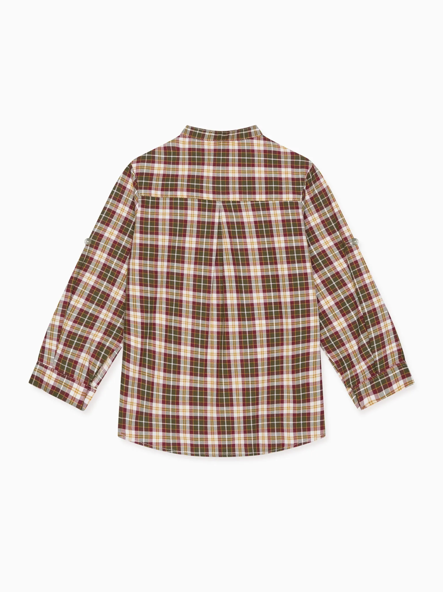 Olive Check Mateo Long Sleeve Boy Shirt