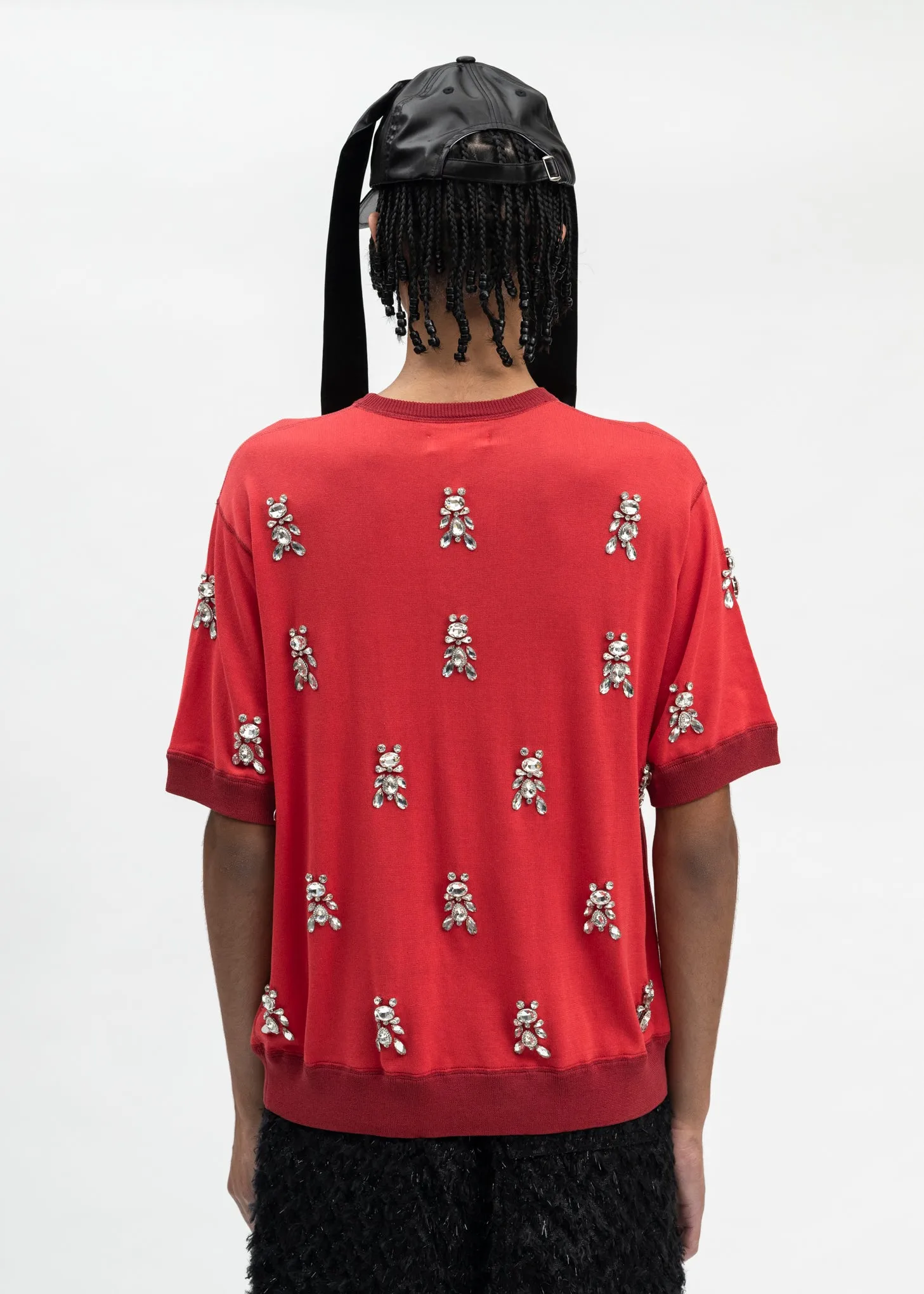 RED BIJOUX BEAR KNIT T-SHIRT
