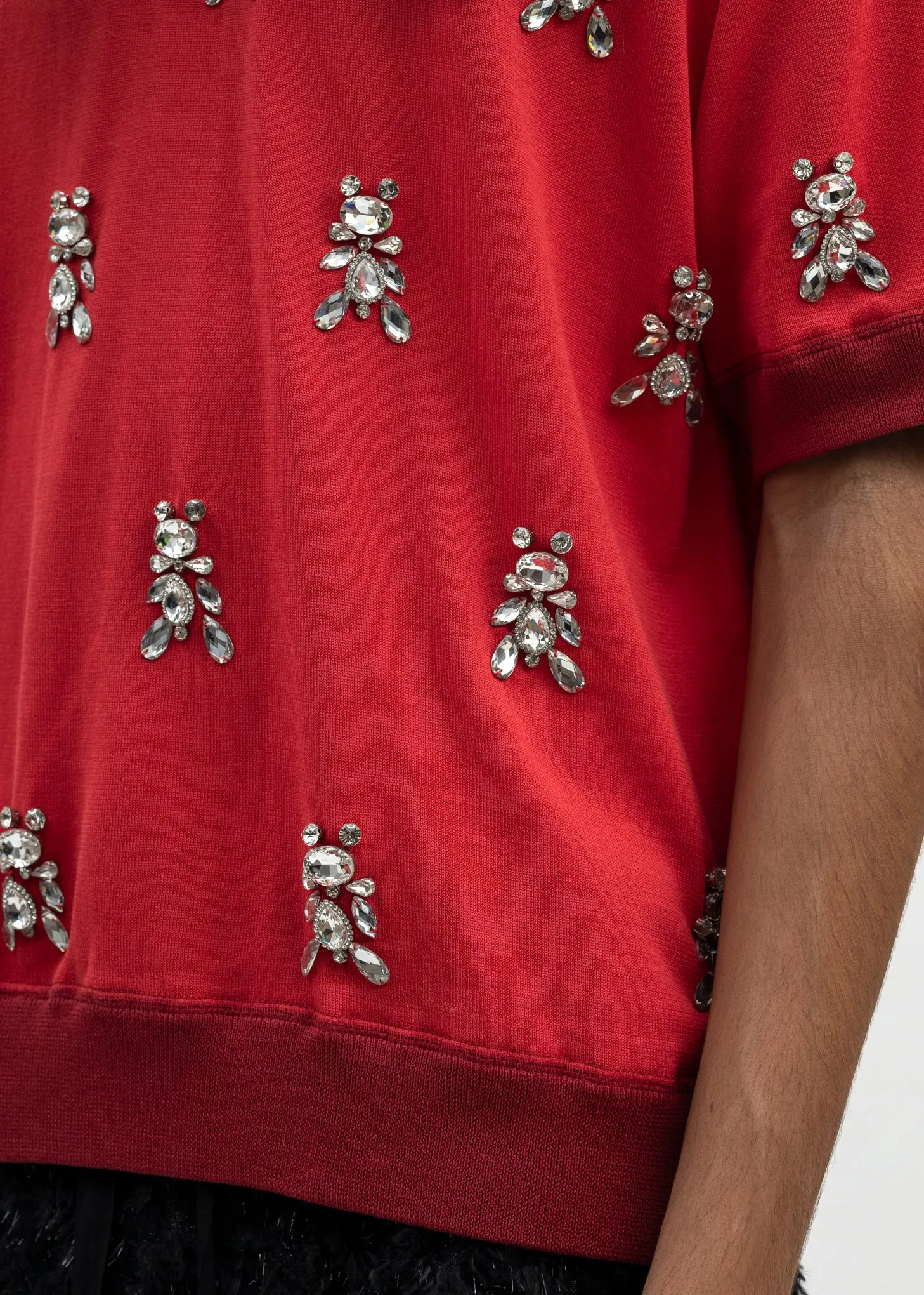 RED BIJOUX BEAR KNIT T-SHIRT