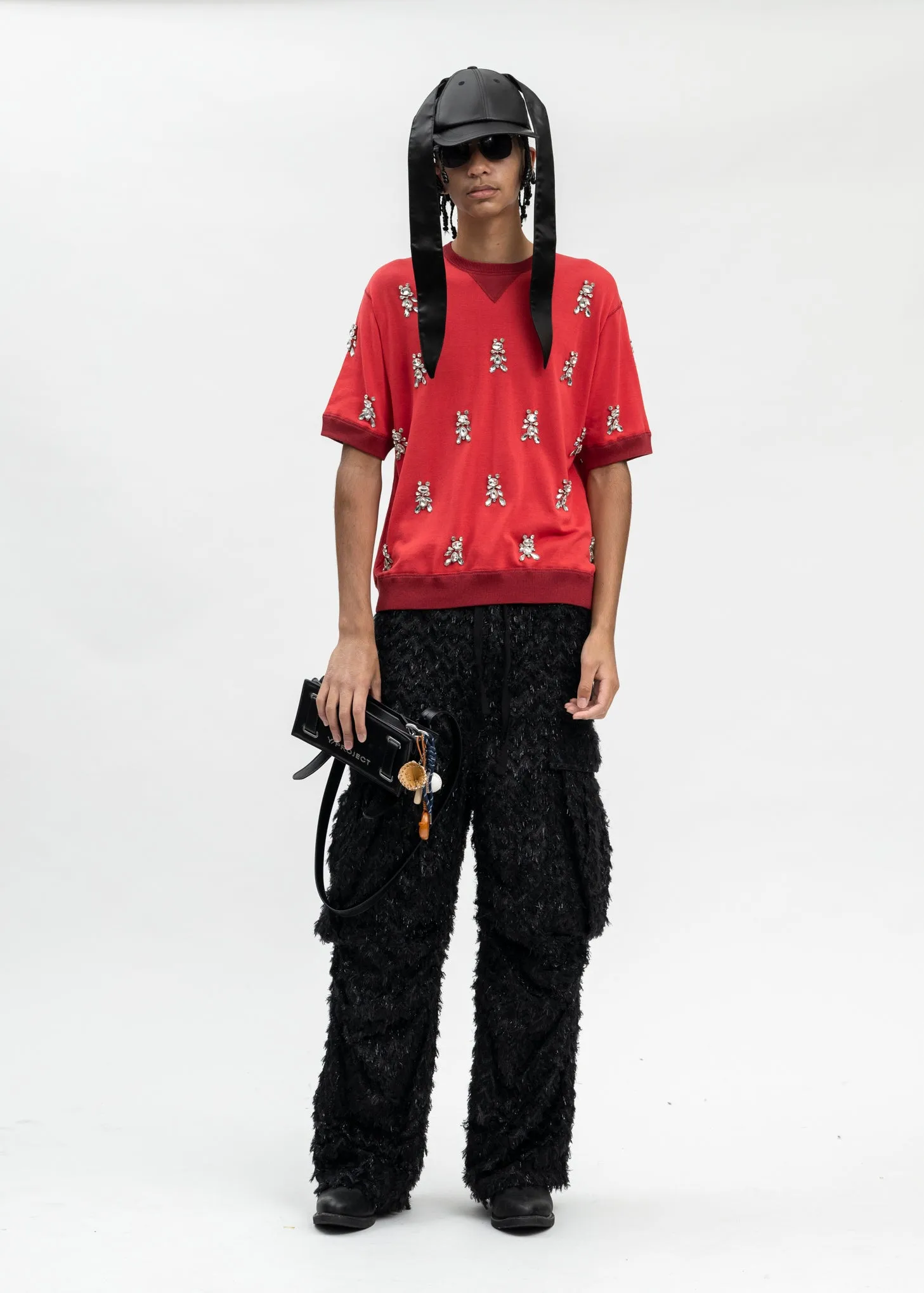 RED BIJOUX BEAR KNIT T-SHIRT