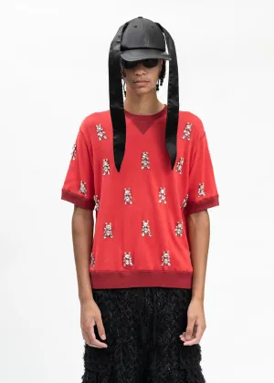 RED BIJOUX BEAR KNIT T-SHIRT