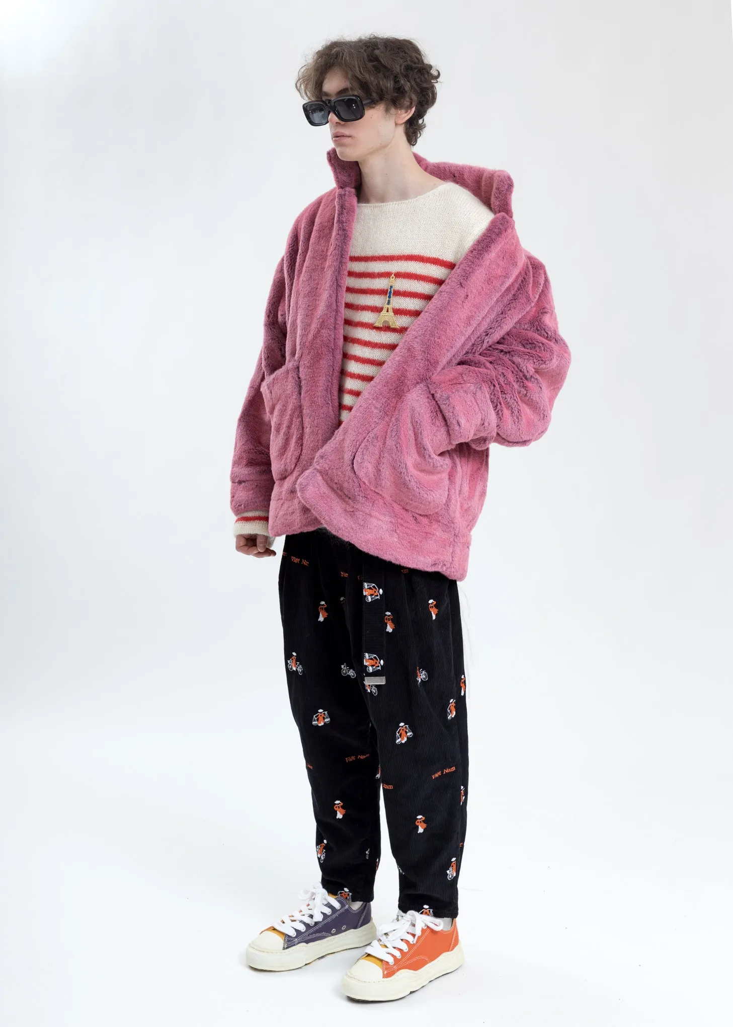 Red Stripes French Border Mohair Pullover