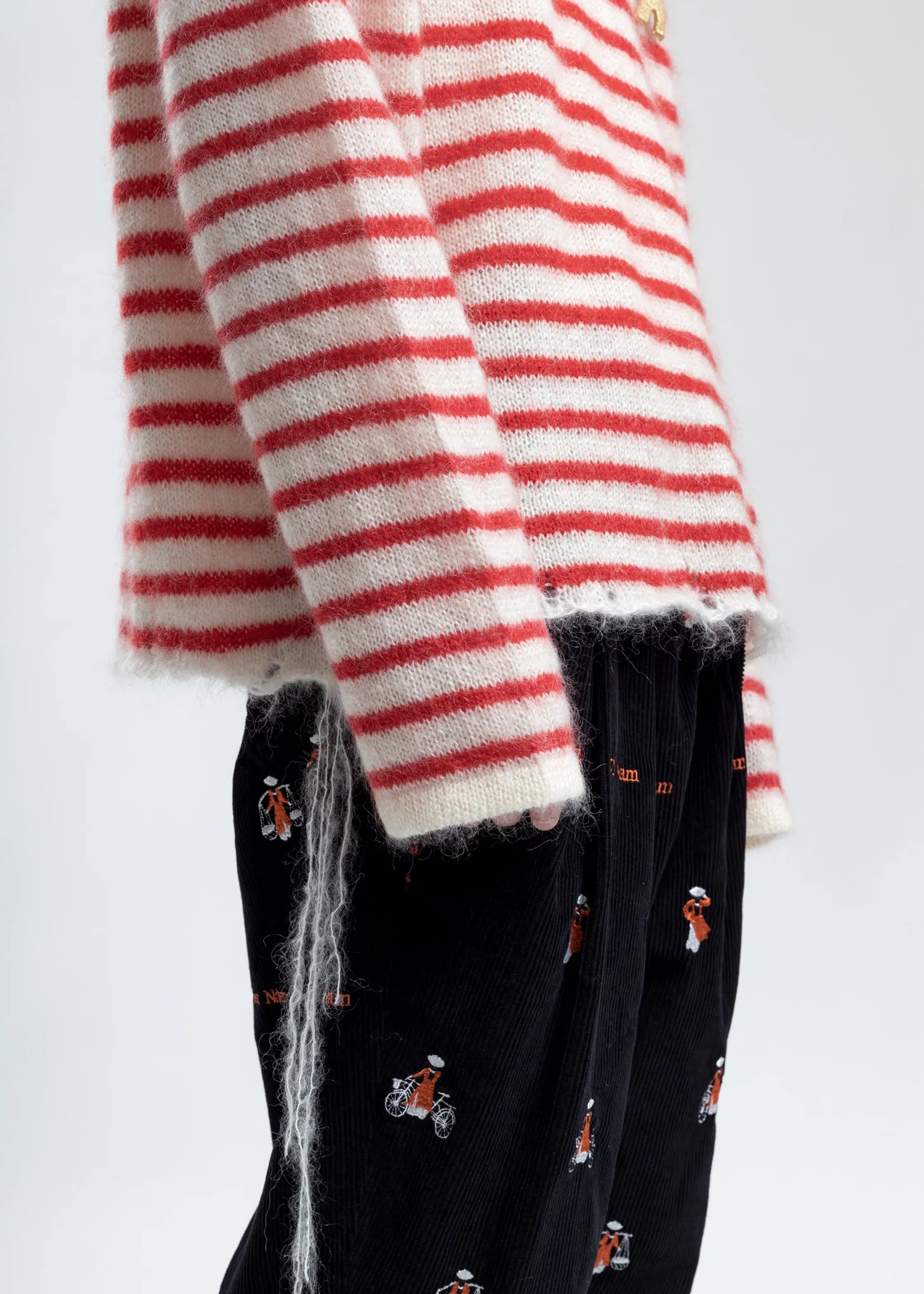 Red Stripes French Border Mohair Pullover