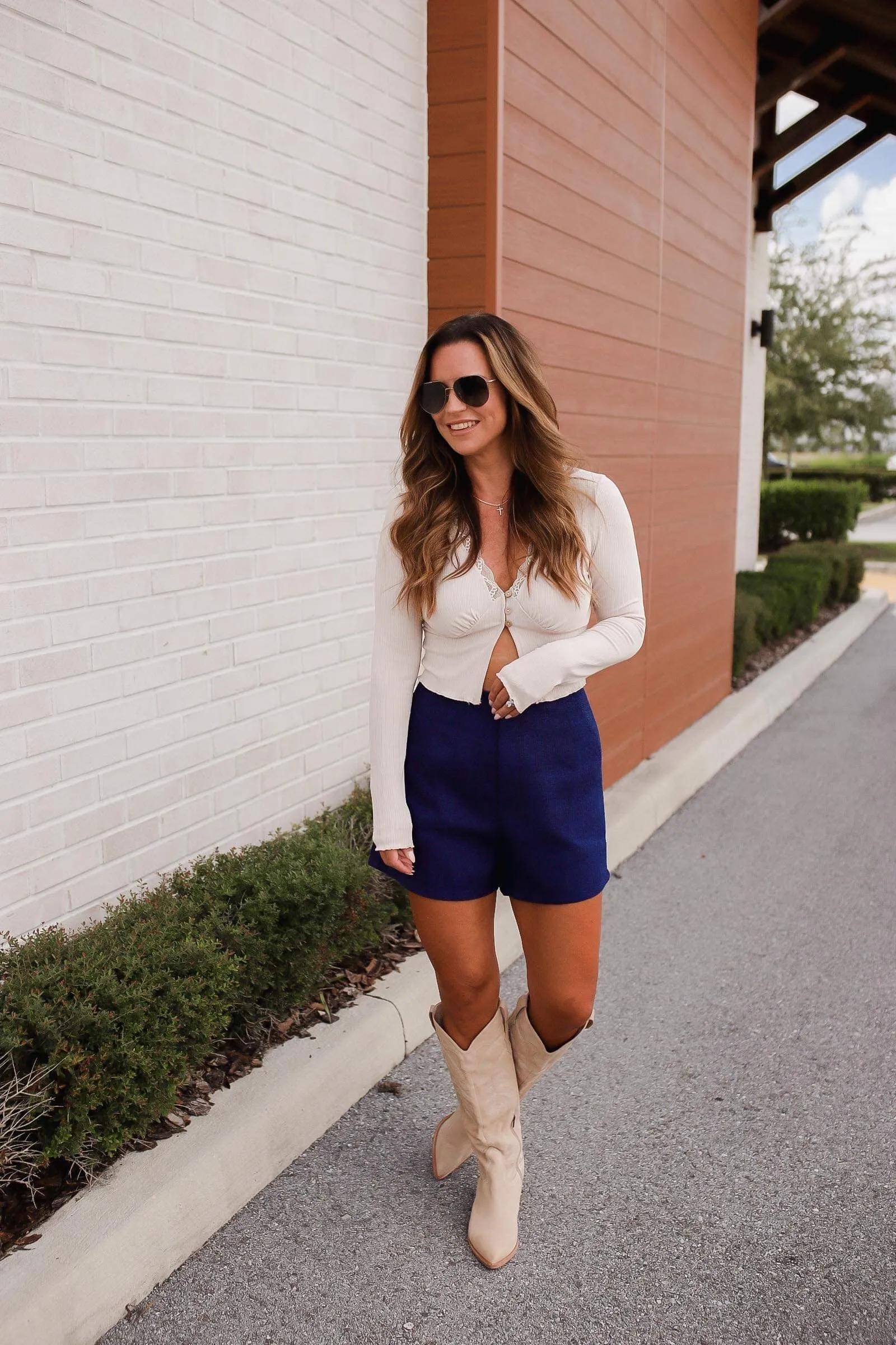Rely on Me Textured Shorts - Navy