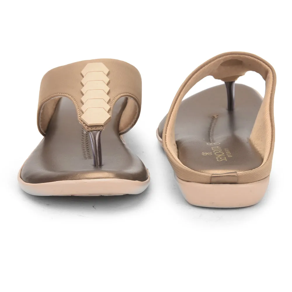 Senorita Formal Golden Flat Slipper For Women MK-201 By Liberty