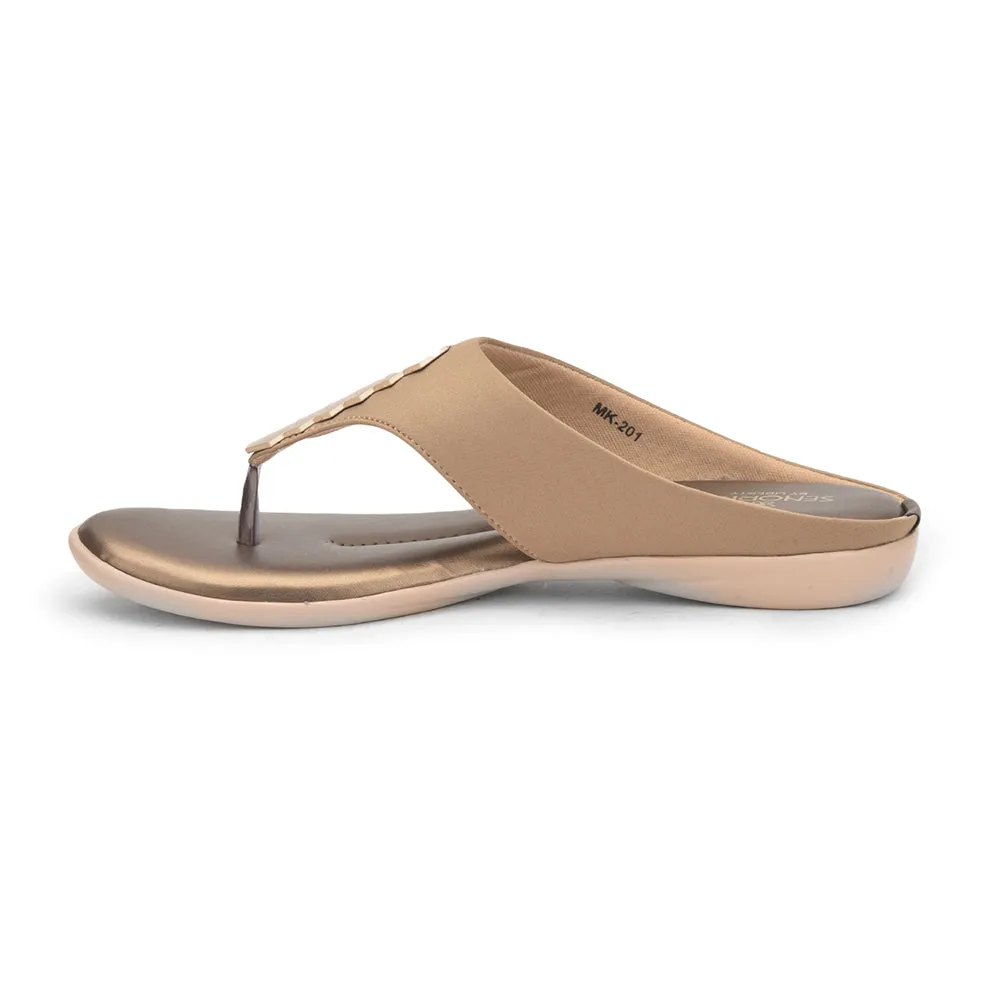 Senorita Formal Golden Flat Slipper For Women MK-201 By Liberty