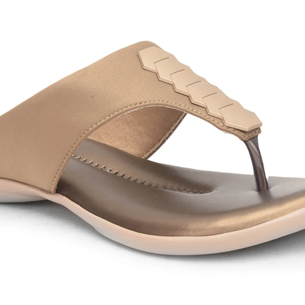 Senorita Formal Golden Flat Slipper For Women MK-201 By Liberty