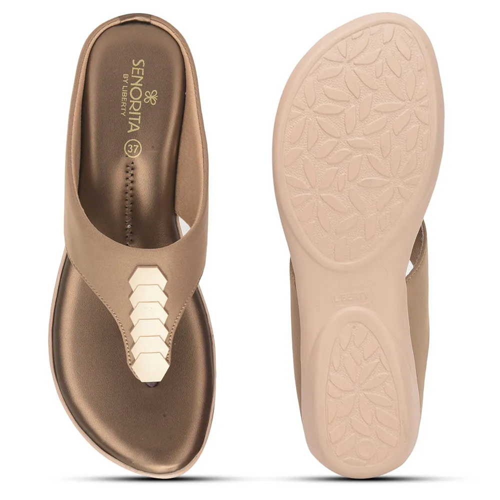 Senorita Formal Golden Flat Slipper For Women MK-201 By Liberty