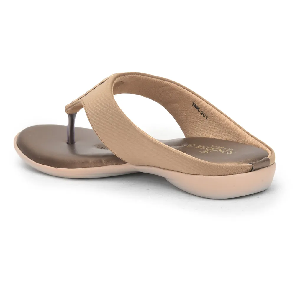 Senorita Formal Golden Flat Slipper For Women MK-201 By Liberty