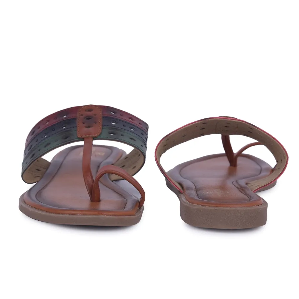 Senorita Tan Ethnic Toe Ring Slippers For Women LAX-5 By Liberty