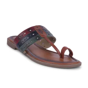 Senorita Tan Ethnic Toe Ring Slippers For Women LAX-5 By Liberty