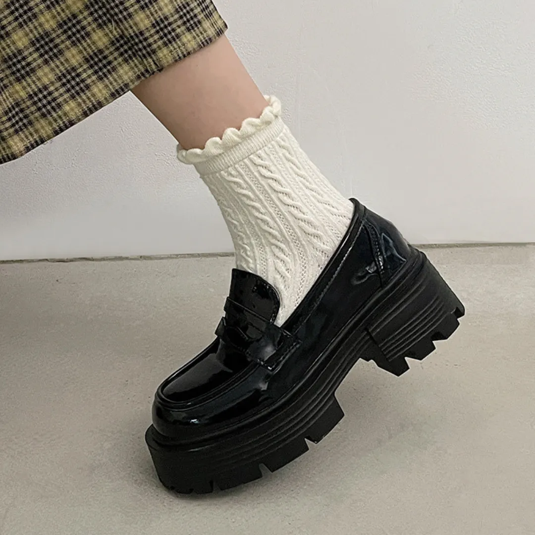 simple platform loafers lf2559