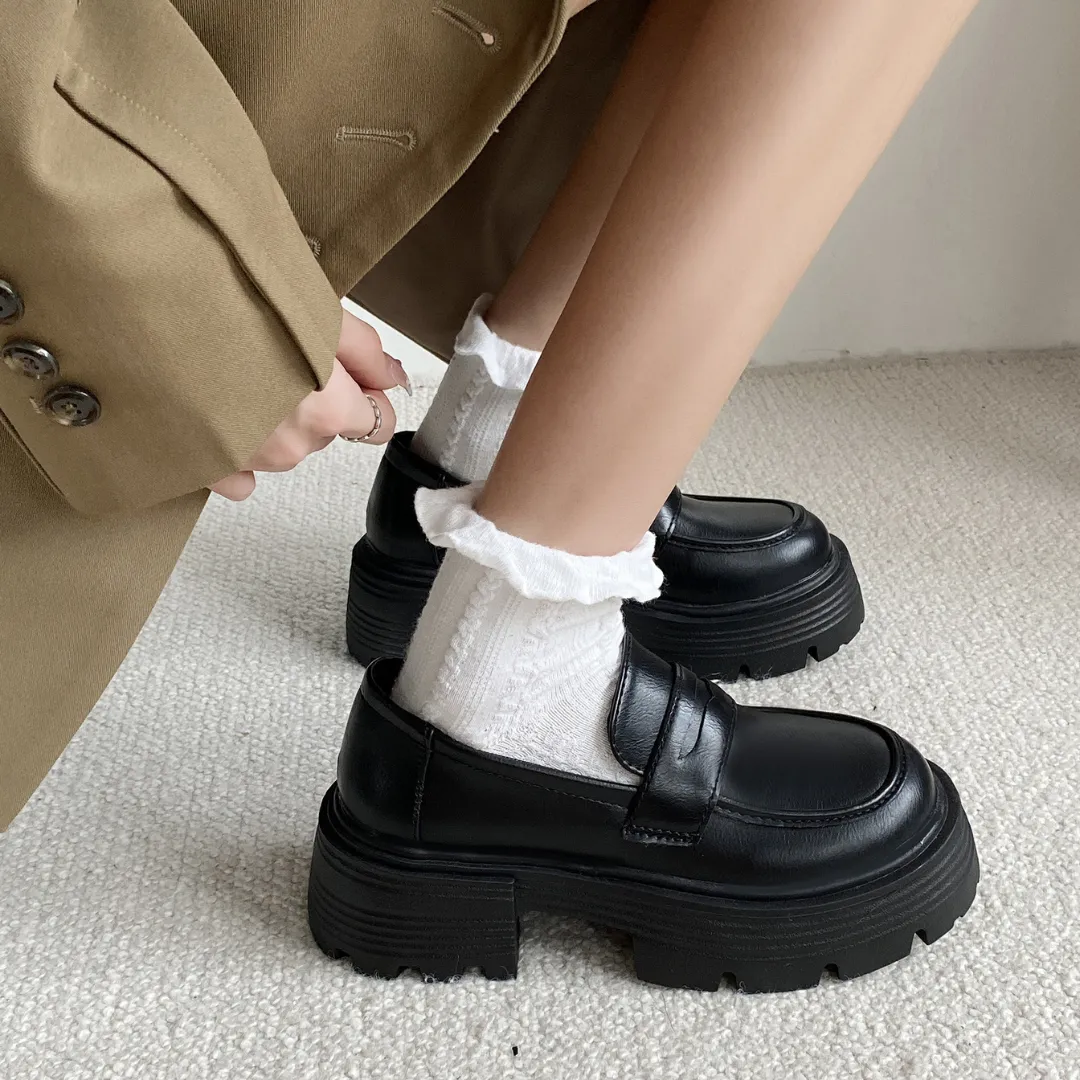 simple platform loafers lf2559