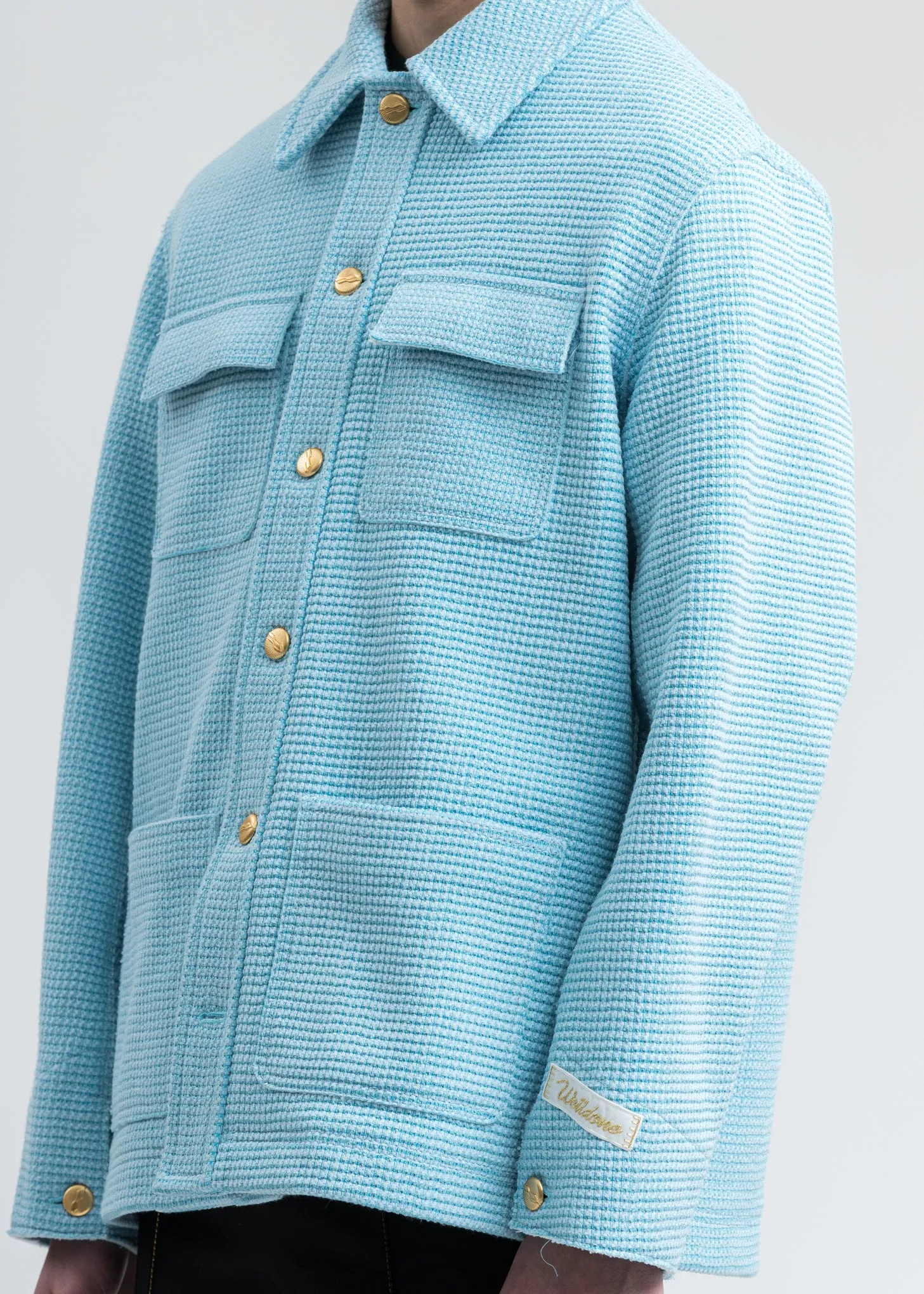 Sky Blue Waffle Texture Cotton Jacket