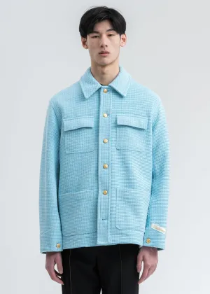 Sky Blue Waffle Texture Cotton Jacket