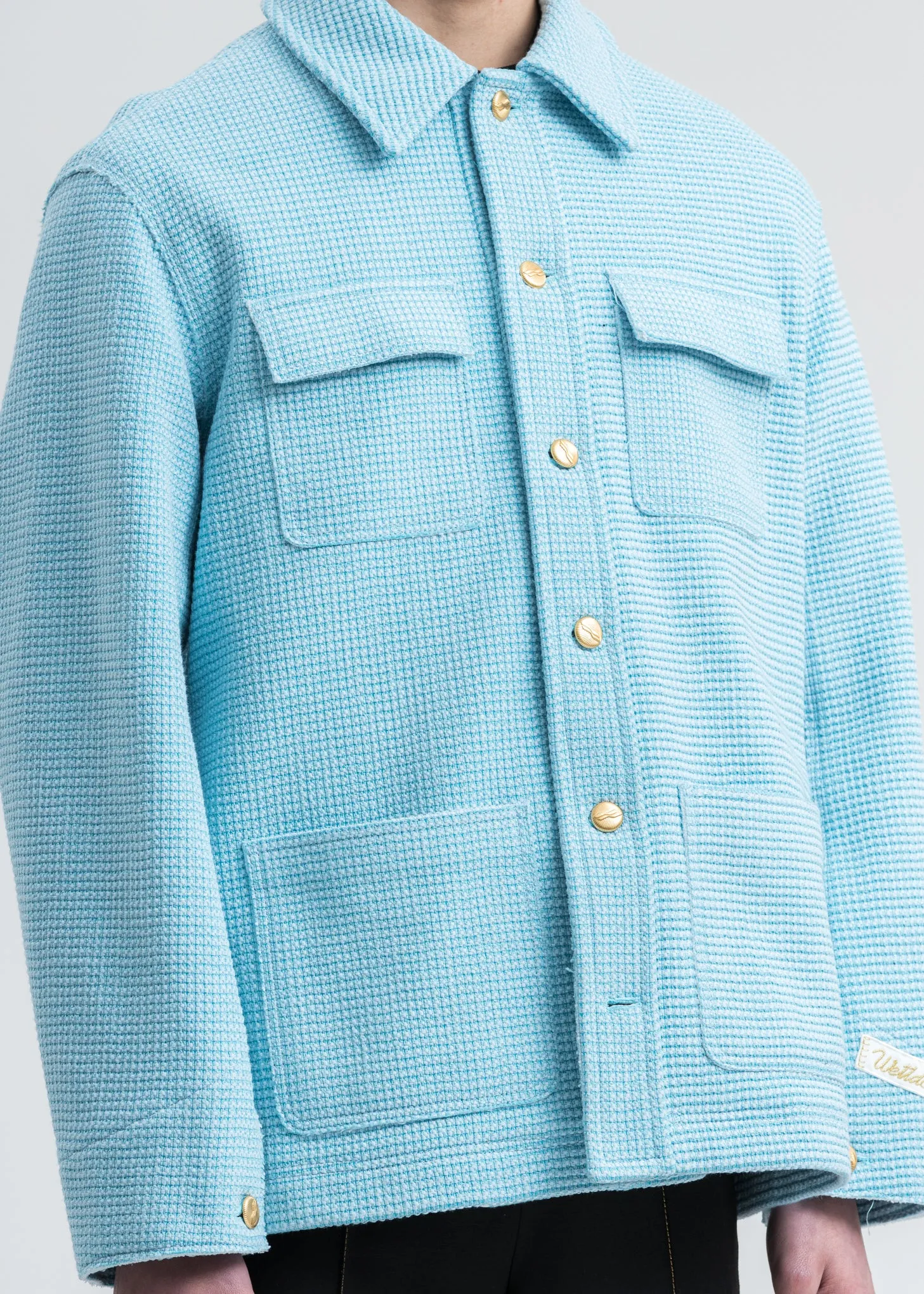 Sky Blue Waffle Texture Cotton Jacket