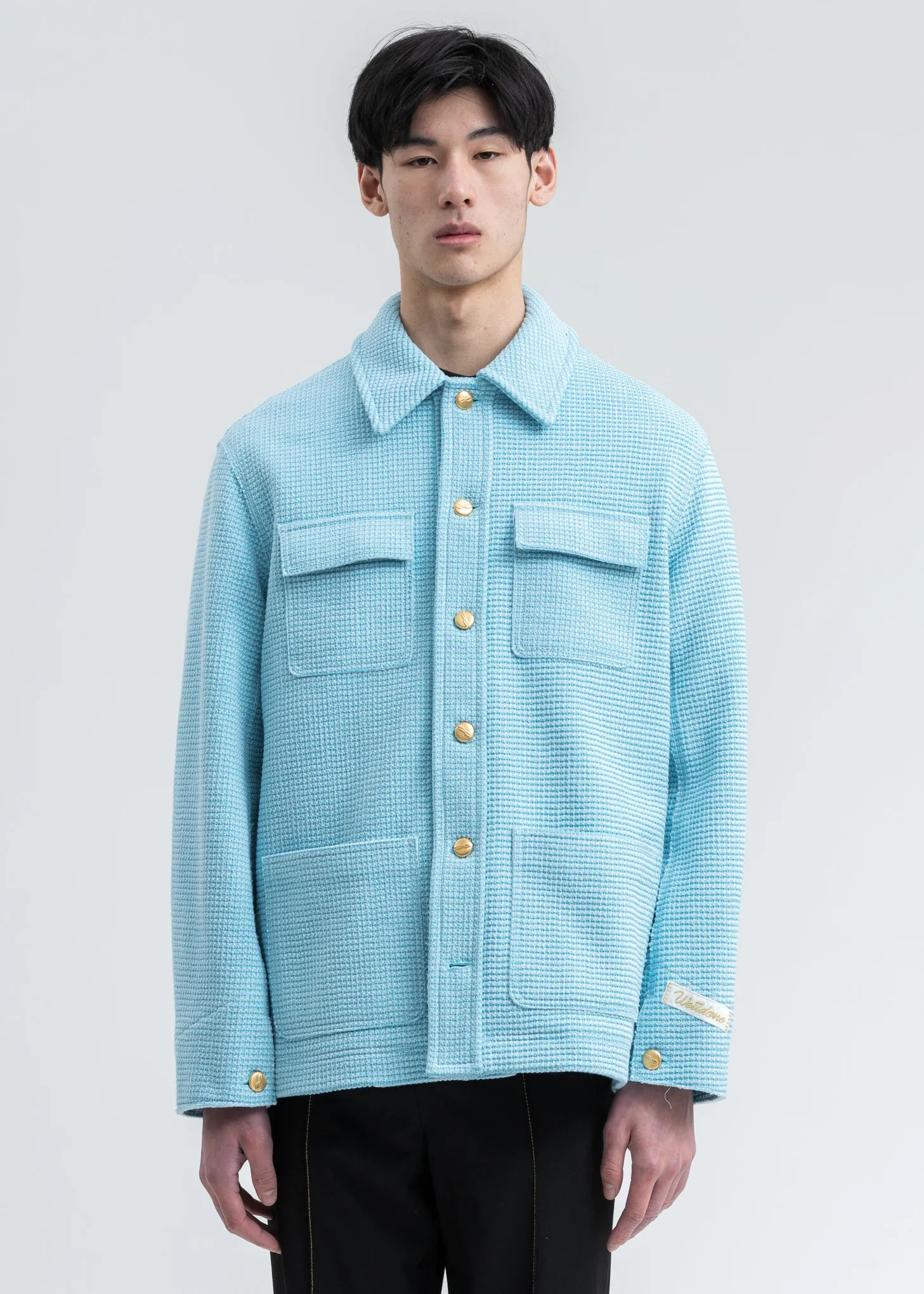 Sky Blue Waffle Texture Cotton Jacket