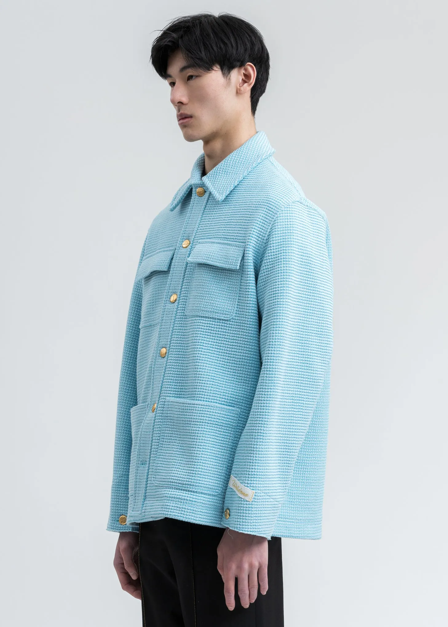 Sky Blue Waffle Texture Cotton Jacket