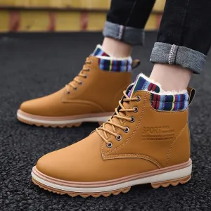 Super Warm Men's Winter Pu Leather Ankle Boots Men Autumn Waterproof Snow Boots Leisure Martin Autumn Boots Mens Shoes