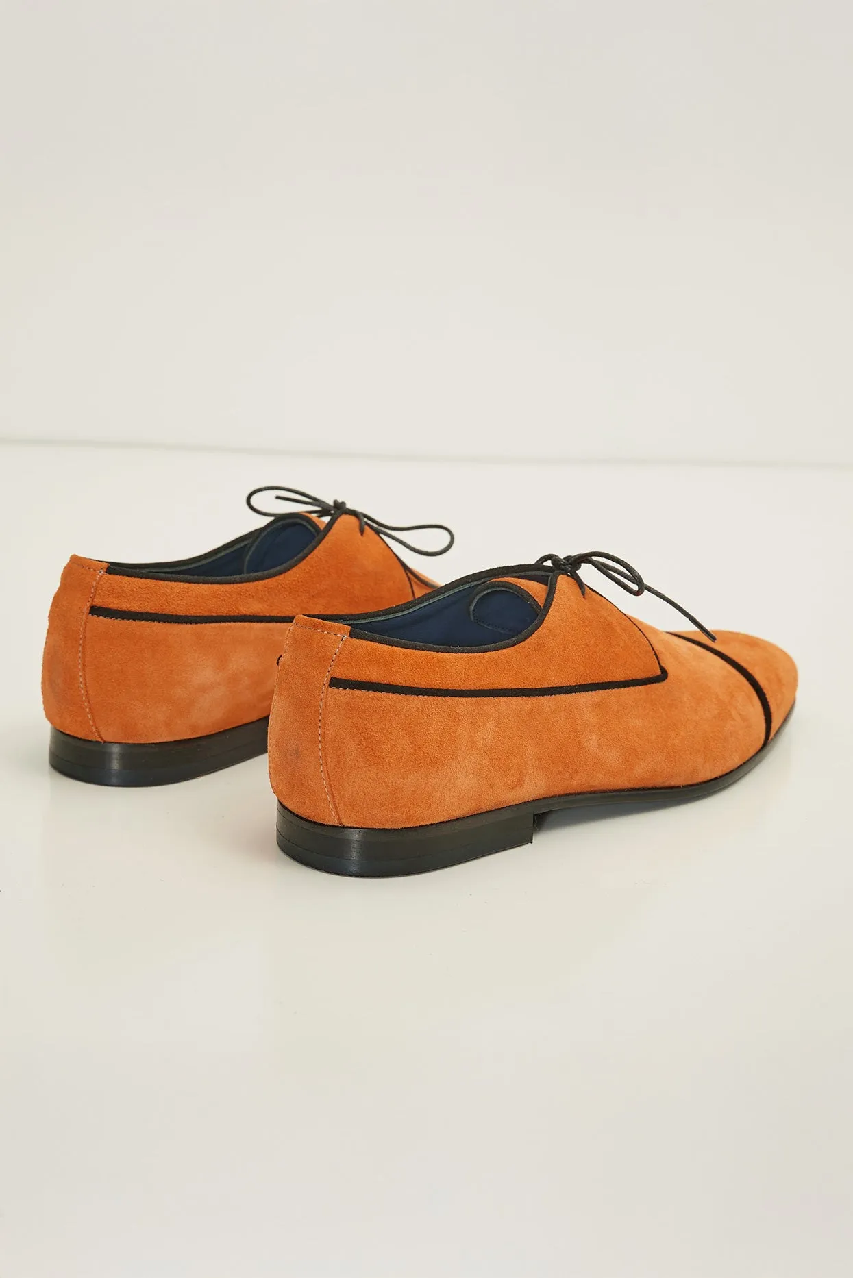 The Formal Leather Cap Toe Derby Shoes  - Orange Suede