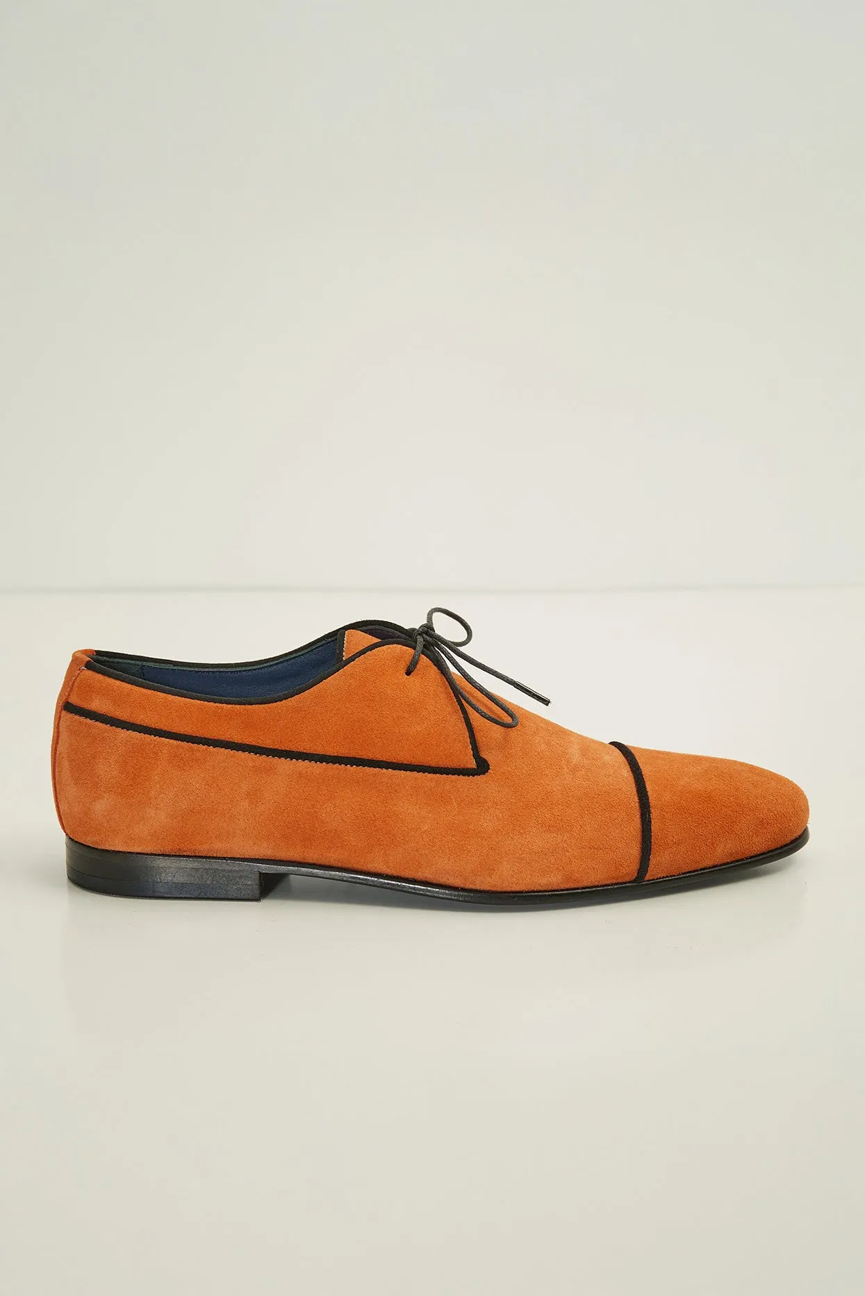 The Formal Leather Cap Toe Derby Shoes  - Orange Suede