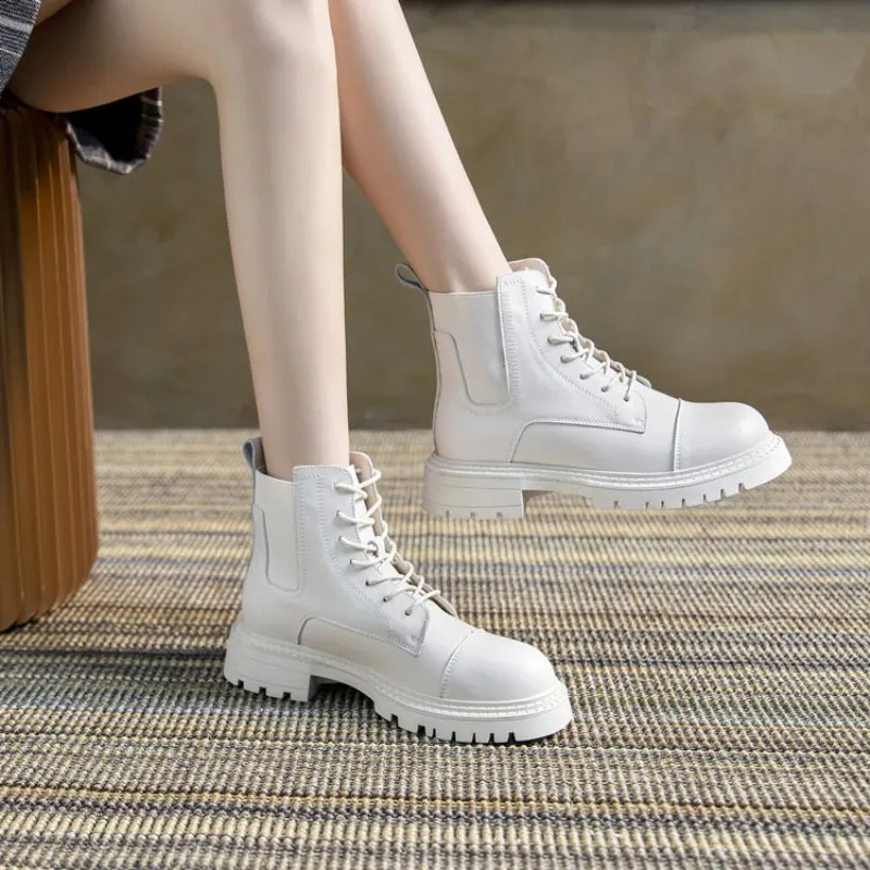 Trendy Combat Style Lace-up Thick-soled Boots for Women